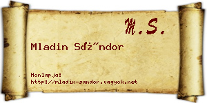 Mladin Sándor névjegykártya